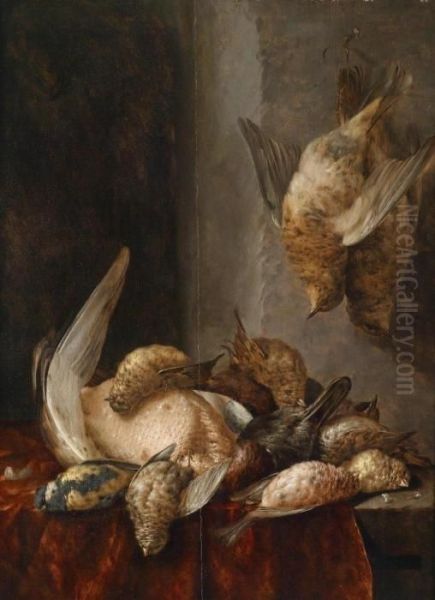 A Hunting Still Life With Shot Wildfowl Oil Painting by Cornelis van Lelienbergh