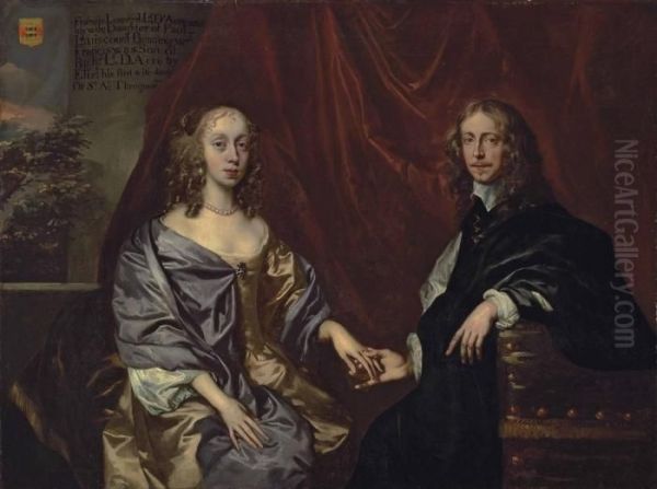 Double Portrait Said To Be Of Francis Lennard Oil Painting by Sir Peter Lely