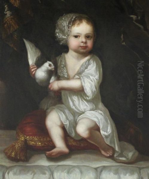 Child Seated Upon A Cushion Oil Painting by Sir Peter Lely