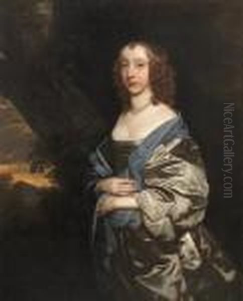 Portrait Of A Lady, A Member Of The Strode Family, Possibly Elizabeth Strode Oil Painting by Sir Peter Lely