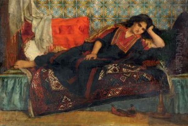 Orientale Dans Un Interieur Oil Painting by Francois Fernand J. Lematte