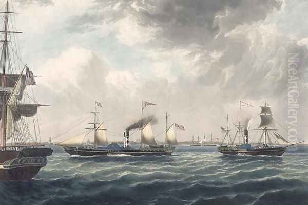 The Steamships Vivid and Waterwitch off Orfordness, engraved by R. G. Reev Oil Painting by John Ward