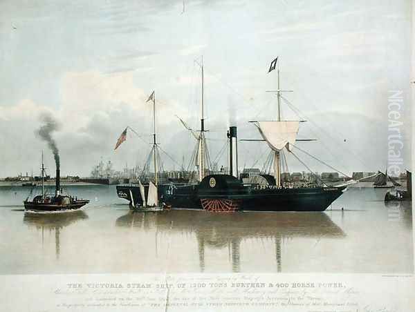 The Paddle-Steamer Victoria, engraved by R.G. Reeve Oil Painting by John Ward