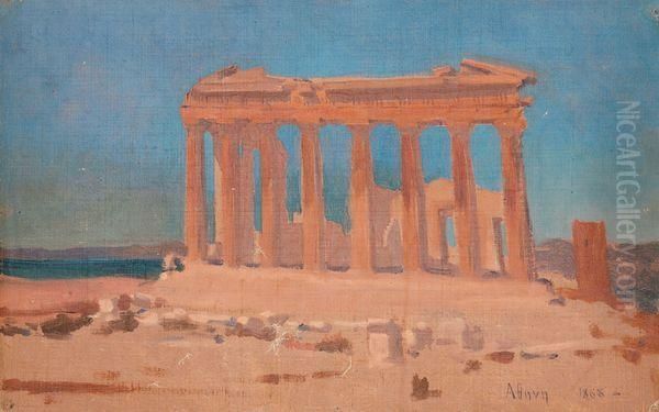 Temple Antique Oil Painting by Paul-Marie Lenoir