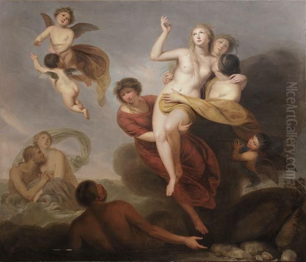 Thetis Portee Par Des Nereides. Oil Painting by Andries Cornelis Lens