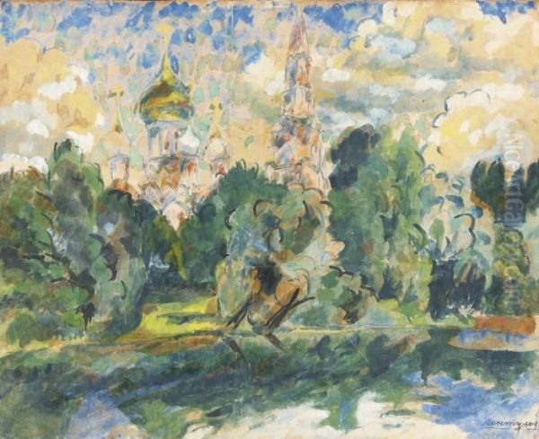 Novodevichy Monastery Oil Painting by Aristarkh Vasilievic Lentulov