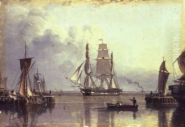 The William Lee entering the Humber Dock, Hull Oil Painting by John Ward