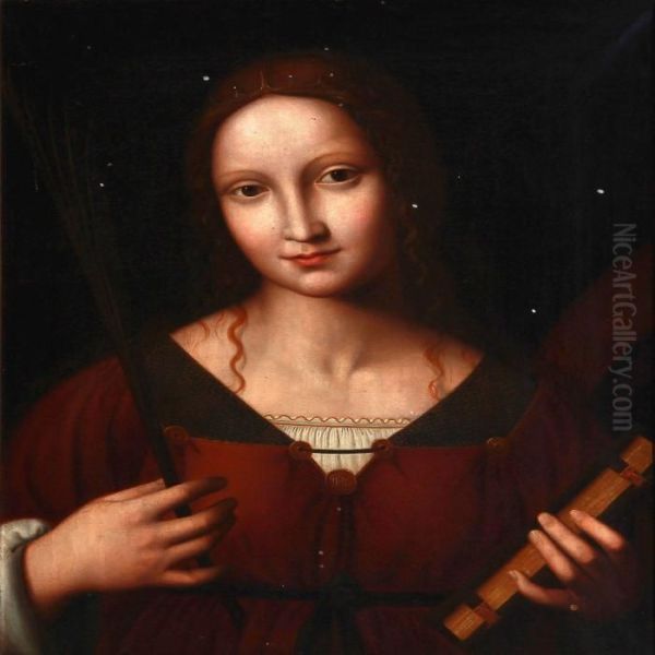 St. Catherine Of Alexandria Oil Painting by Leonardo Da Vinci