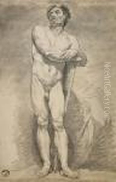 A Standing Male Nude Oil Painting by Francois-Bernard Lepicie