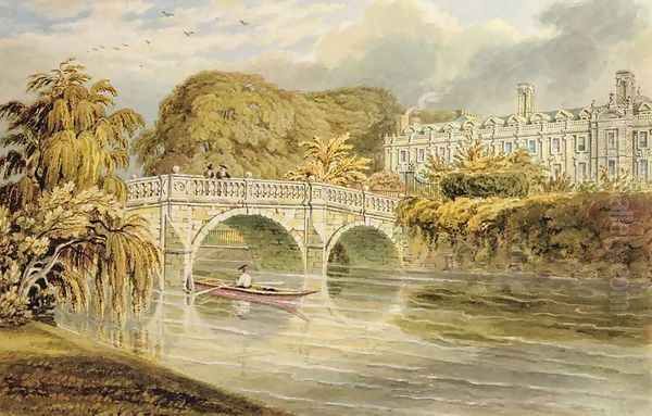 Clare Bridge on the River Cam Oil Painting by John Ward