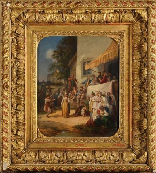 Scene D'une Fete Villageoise Oil Painting by Jean-Baptiste Le Prince