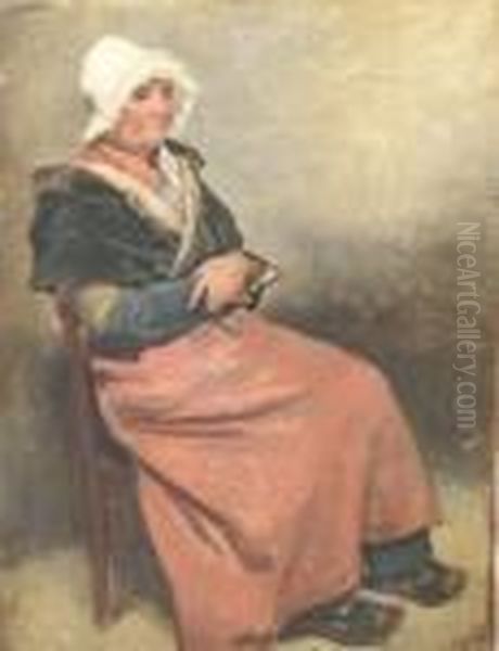 Portrait D'une Vieille Dame Assise Oil Painting by Robert Leopold Leprince