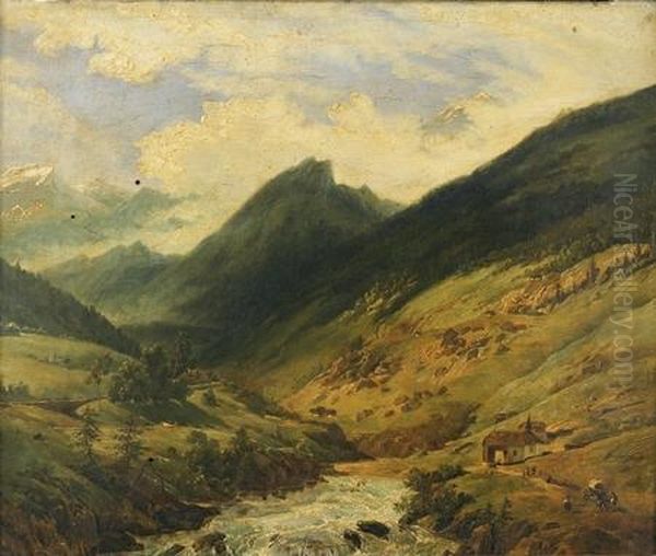 Vue Du Saint-gothard Oil Painting by Robert Leopold Leprince