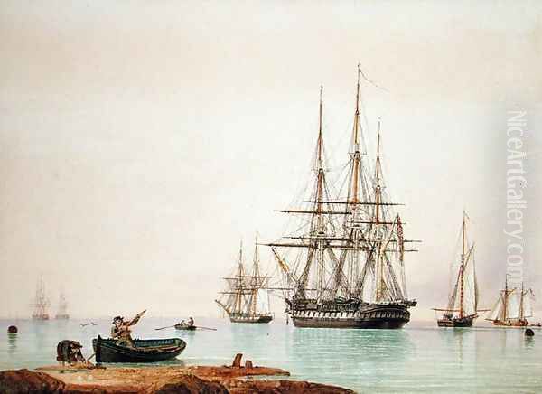 H.M.S. Vindictive Oil Painting by John Ward