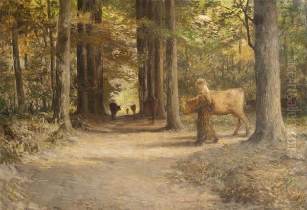 Gardeuse De Vaches Oil Painting by Henri Lerolle