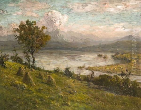 Vue Presumee Du Lac Du Bourget Oil Painting by Henri Lerolle