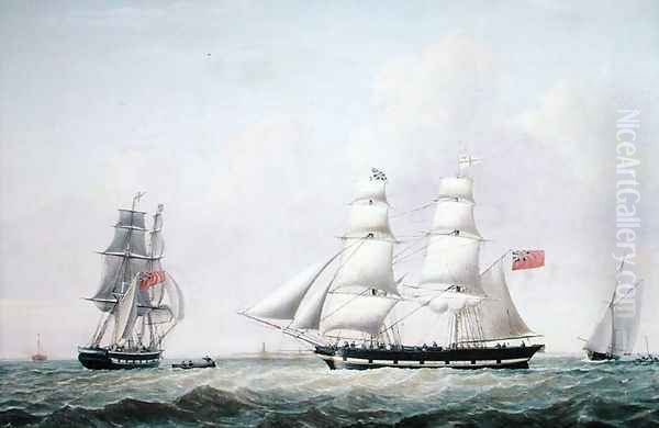 The Brig, Wupper, off Spurn Head, 1842 Oil Painting by John Ward