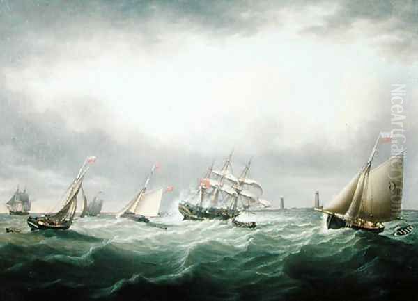 The Wreck of the Ship, Thomas, off the Stony Binks on 8th June 1821, 1821 Oil Painting by John Ward