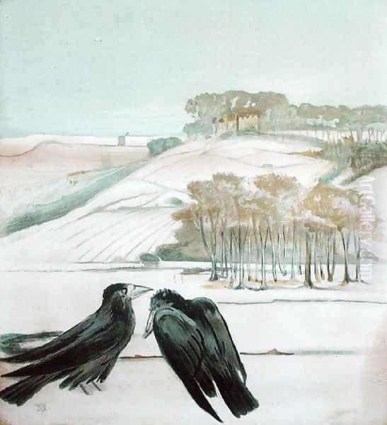 Rooks in a Landscape Oil Painting by Madeline Wyndham