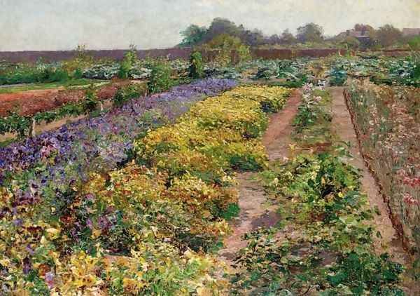 Gardens of Grafenegg (Blumenbeete im Park von Grafenegg) Oil Painting by Olga Wisinger-Florian