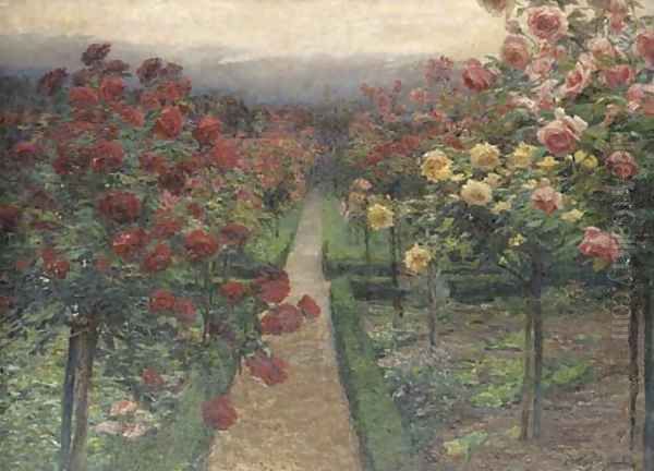 Rosengarten Oil Painting by Olga Wisinger-Florian