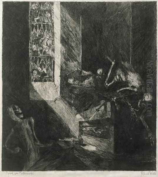 Apparition at Midnight, 1888 Oil Painting by Albert Welti