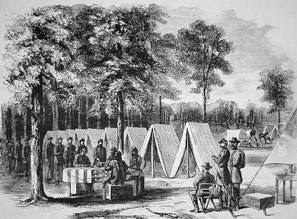 Pennsylvania soldiers voting at the Army of the James headquarters in September 1864, from Harpers Weekly, 29th October 1864 Oil Painting by Alfred R. Waud