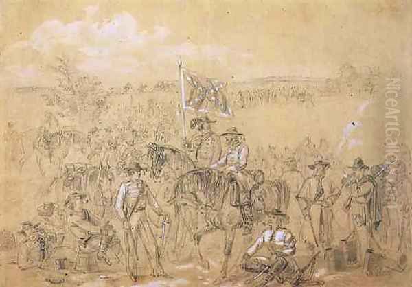 The First Virginia Cavalry at a Halt, from Harpers Weekly, 27th September 1862 Oil Painting by Alfred R. Waud