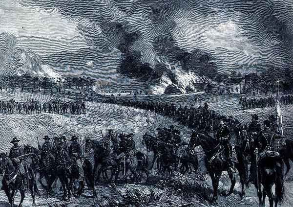 The rear-guard: General Custers division retiring from Mount Jackson, October 7th 1864, illustration from Battles and Leaders of the Civil War, edited by Robert Underwood Johnson and Clarence Clough Buel Oil Painting by Alfred R. Waud