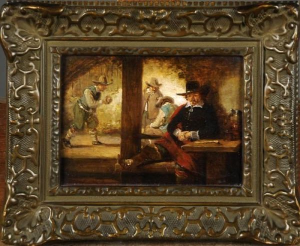 Scene De Taverne Oil Painting by Henri Leys