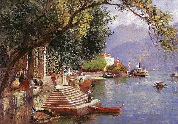 Villa Carlotta- Lake Como 1898 Oil Painting by John Douglas Woodward