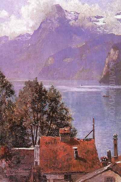 Brunnen, Lake Lucerne 1898 Oil Painting by John Douglas Woodward