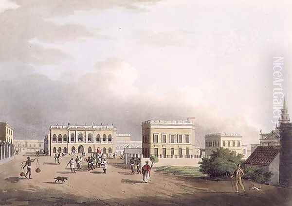 The Old Court House, Calcutta, plate 17 from Twenty Four Views in Hindostan, engraved by Harradon, pub. by Edward Orme (1774-c.1820) 1805 Oil Painting by Colonel Francis Swain Ward