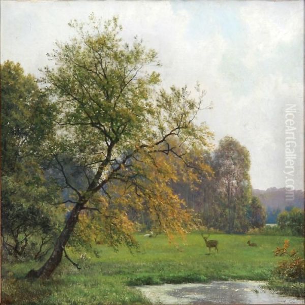 Fra Klinte Skoven Paa Moen Oil Painting by Georg Emil Libert