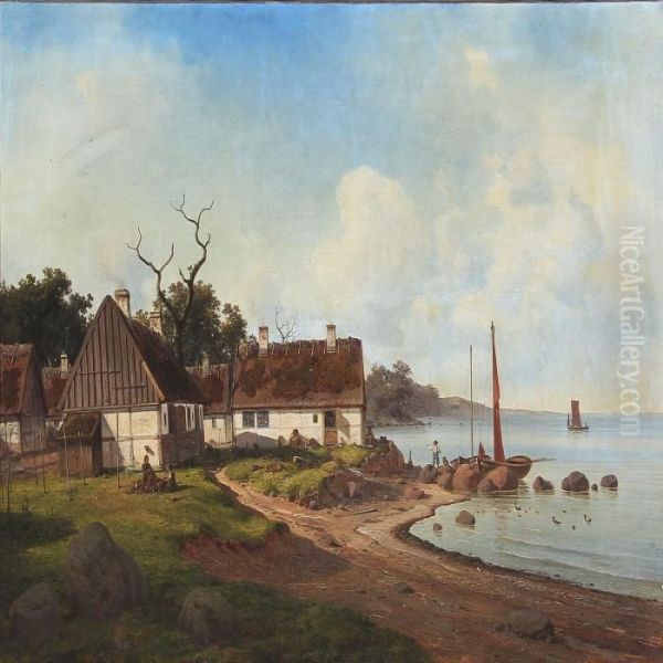 Summer Idyll Along The Coast Of Northern Zealand Oil Painting by Georg Emil Libert