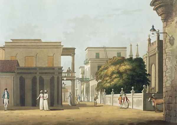 A View of Part of St. Thome Street, Fort St. George, plate 12 from Twenty Four Views in Hindostan, engraved by H. Merke, pub. by Edward Orme (1774-c.1820) 1804 Oil Painting by Colonel Francis Swain Ward