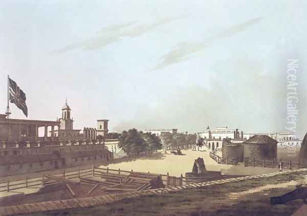 A View from the King's Barracks, Fort St. George, plate 16 from Twenty Four Views in Hindostan, engraved by Harraden, pub. by Edward Orme (1774-c.1820) 1804 Oil Painting by Colonel Francis Swain Ward