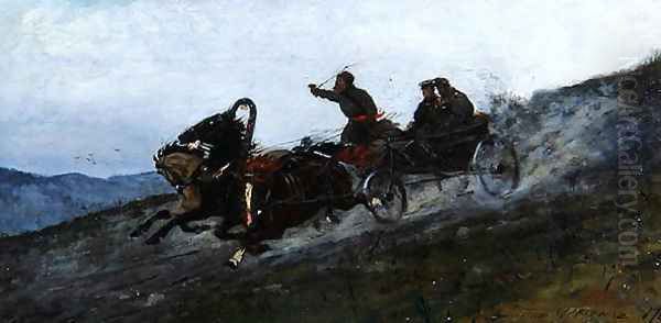 Siberian Troika, Urals, 1876 Oil Painting by Stanislaw Witkiewicz