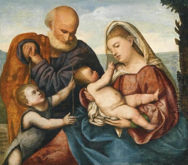 The Holy Family With The Infant Saint John The Baptist Oil Painting by Bernardino Licinio