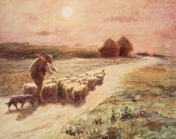 End of the Day,1890 Oil Painting by George Faulkner Wetherbee