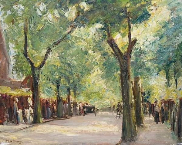 Die Grose Seestrase In Wannsee Mit Spaziergangern Oil Painting by Max Liebermann