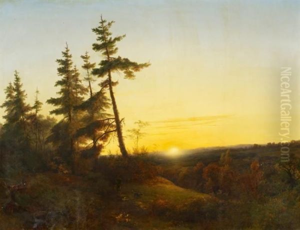 Sunset Oil Painting by Cornelis Lieste