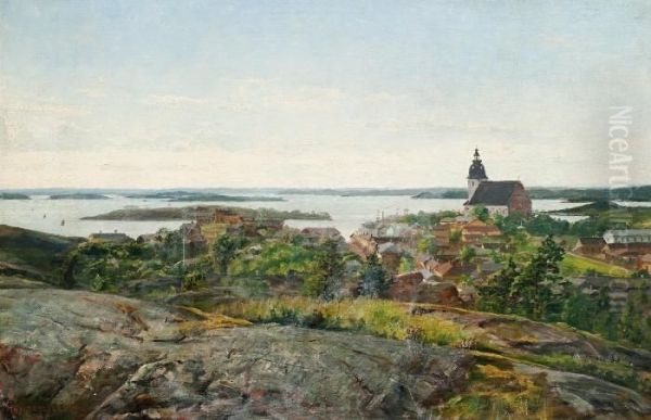 Naantali From Kuparivuori Oil Painting by Arvid Liljelund