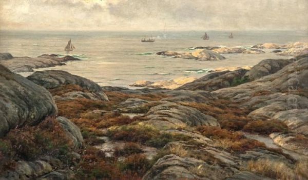 Coastal View Oil Painting by Berndt Adolf Lindholm