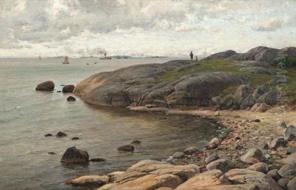 View From The Coast Oil Painting by Berndt Adolf Lindholm