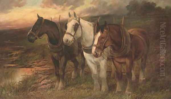 The plough team Oil Painting by George Spencer Watson