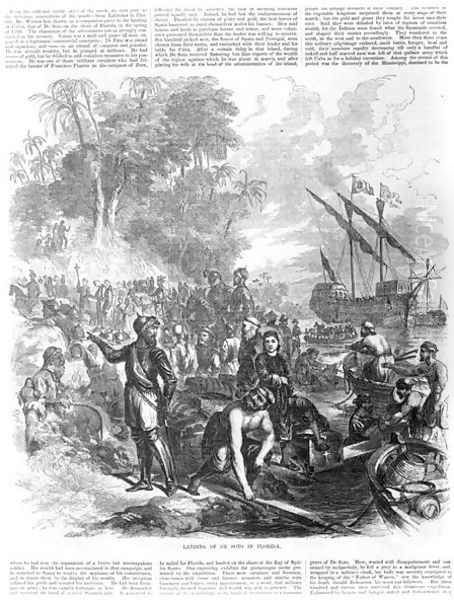 Landing of De Soto in Florida, from Ballous Pictorial Drawing-Room Companion, 1855 Oil Painting by Asa Coolidge Warren