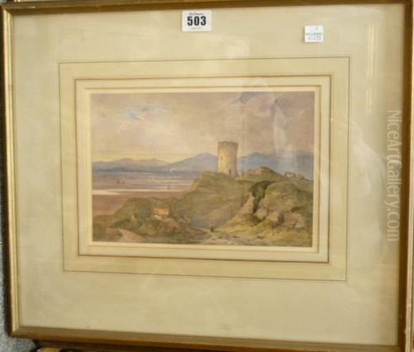 A Welsh Coastal Scene Oil Painting by Thomas Lindsay