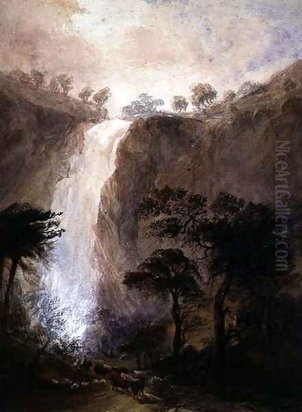 View of a Waterfall, c.1820 Oil Painting by Joshua Wallis