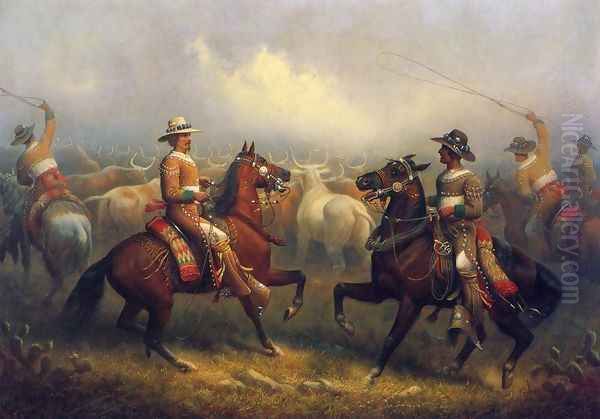 California Vaqueros Oil Painting by James Walker